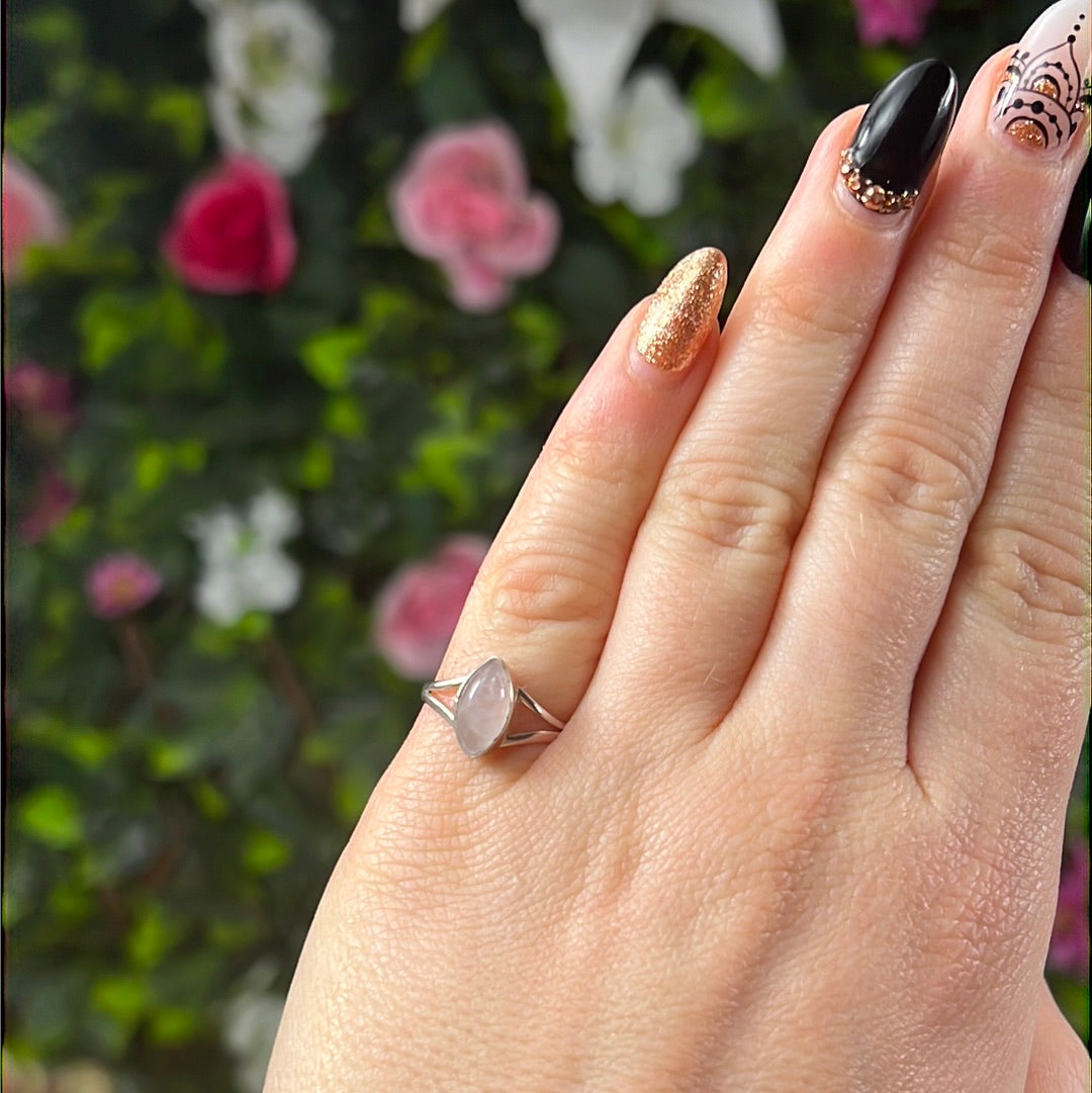 Rose Quartz 925 Sterling Silver Ring -  Size J 1/2