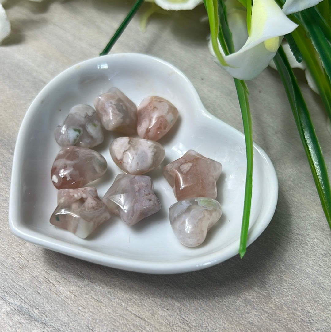 Mini Flower Agate Star Heart