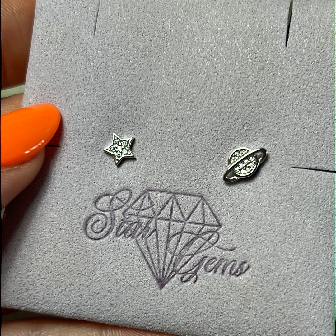 Star & Planet Sterling Studs Earrings