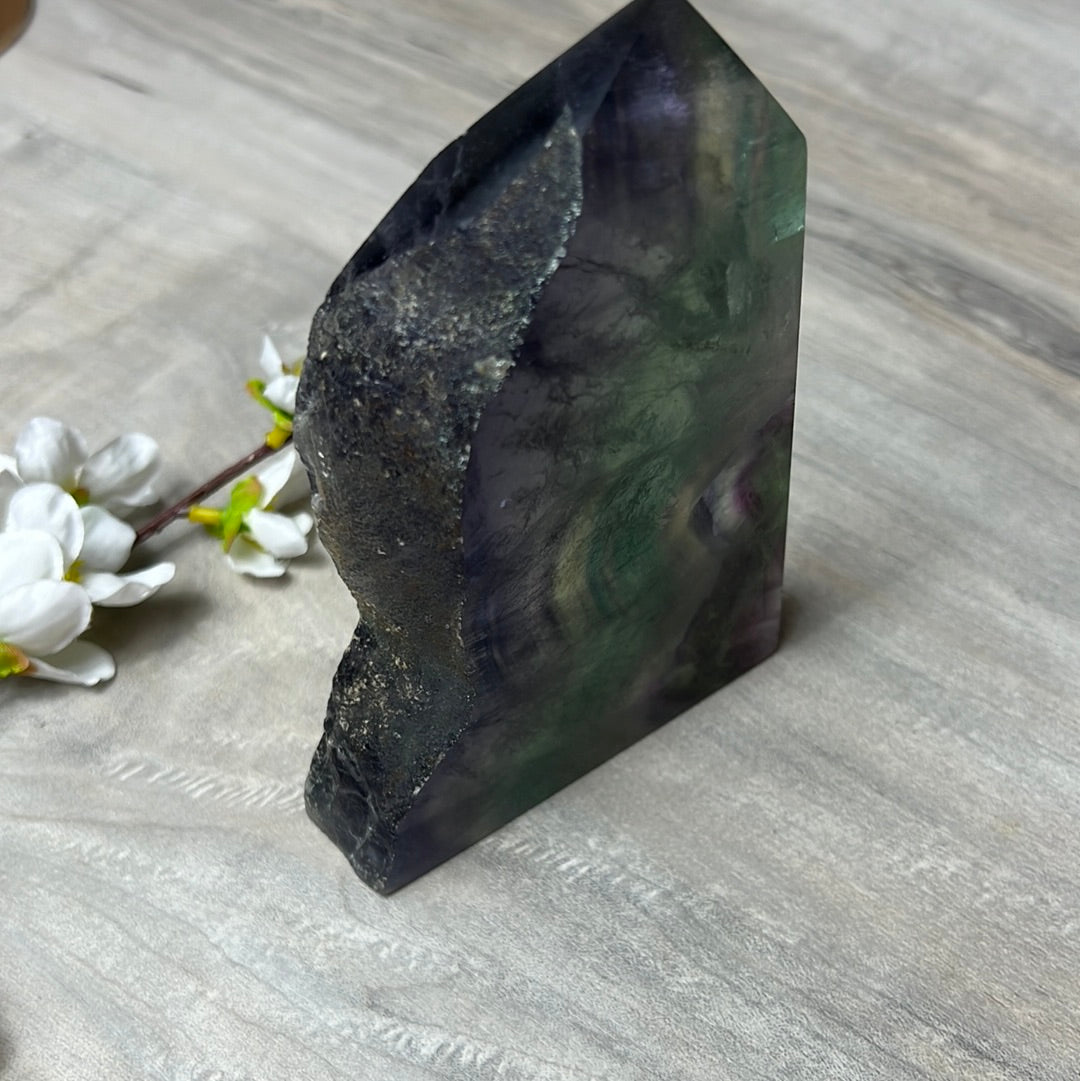 Large Druzy Fluorite Tower Point