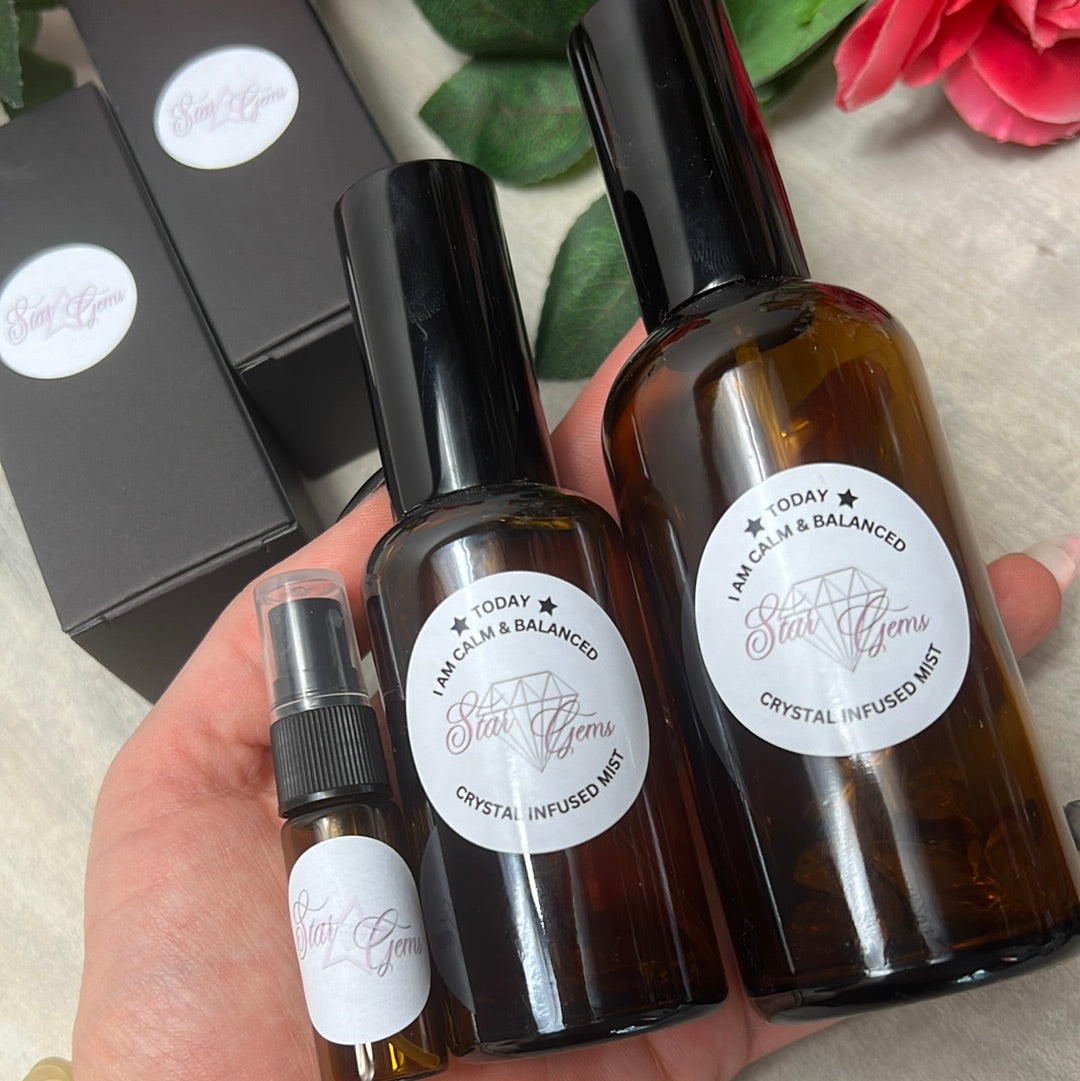StarCrystalGems - TODAY I am Calm and Balanced - Natural Crystal Infused Mist - Chakra Spray