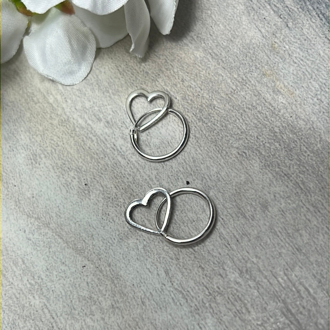 Hollow Heart Huggie Hoops - 925 Sterling Earrings