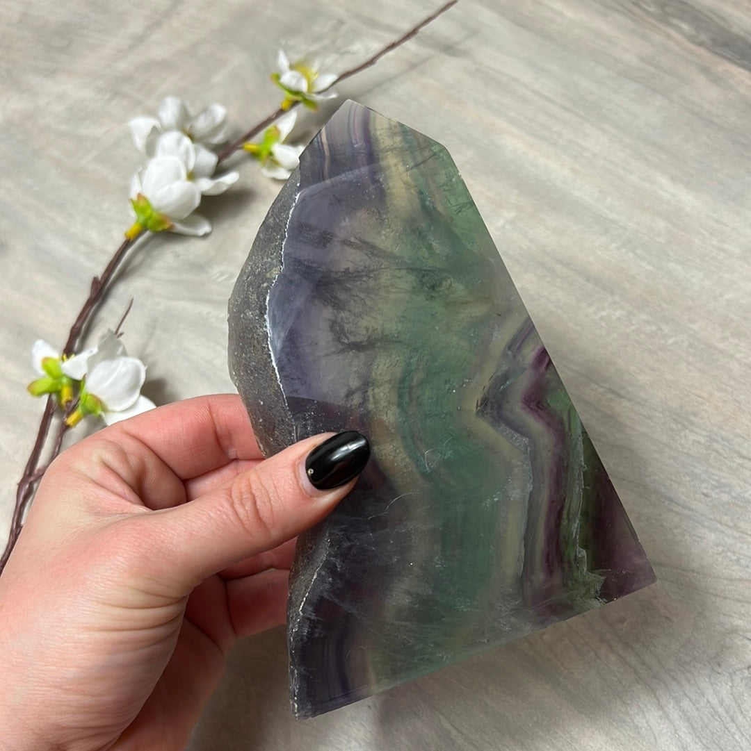 Large Druzy Fluorite Tower Point