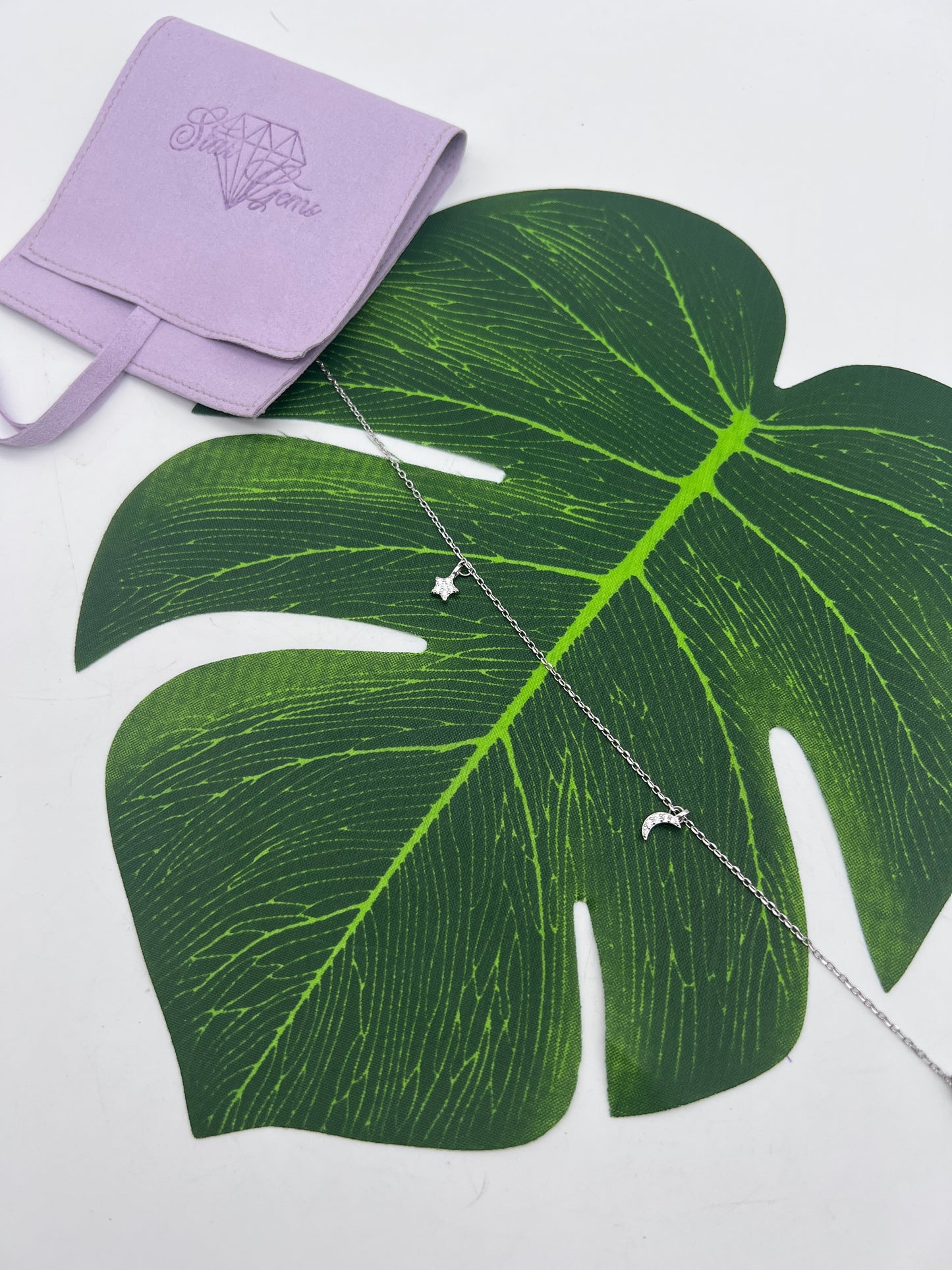 Silver Moon & Star Anklet - 925 Sterling Silver