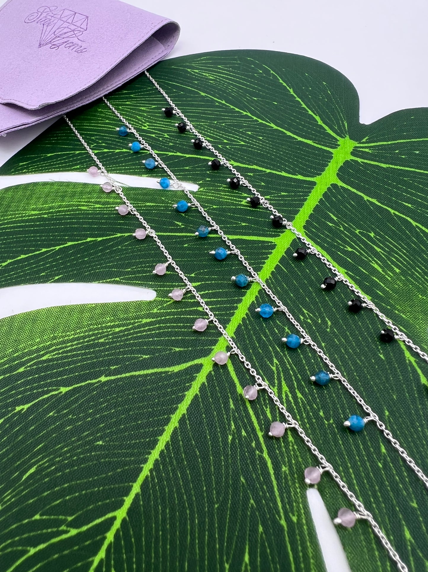 Crystal Droplet Anklet - 925 Sterling Silver