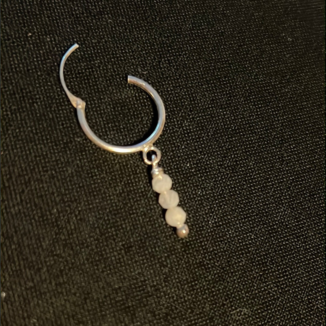 Boho Crystal Dangle Hoops Sterling Silver Earrings - Huggies