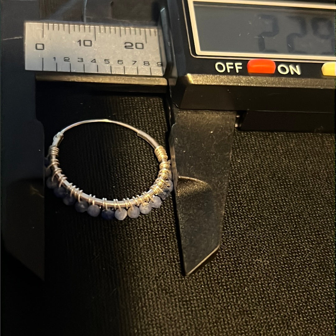 Boho Crystal Hoops Medium Sterling Silver Earrings