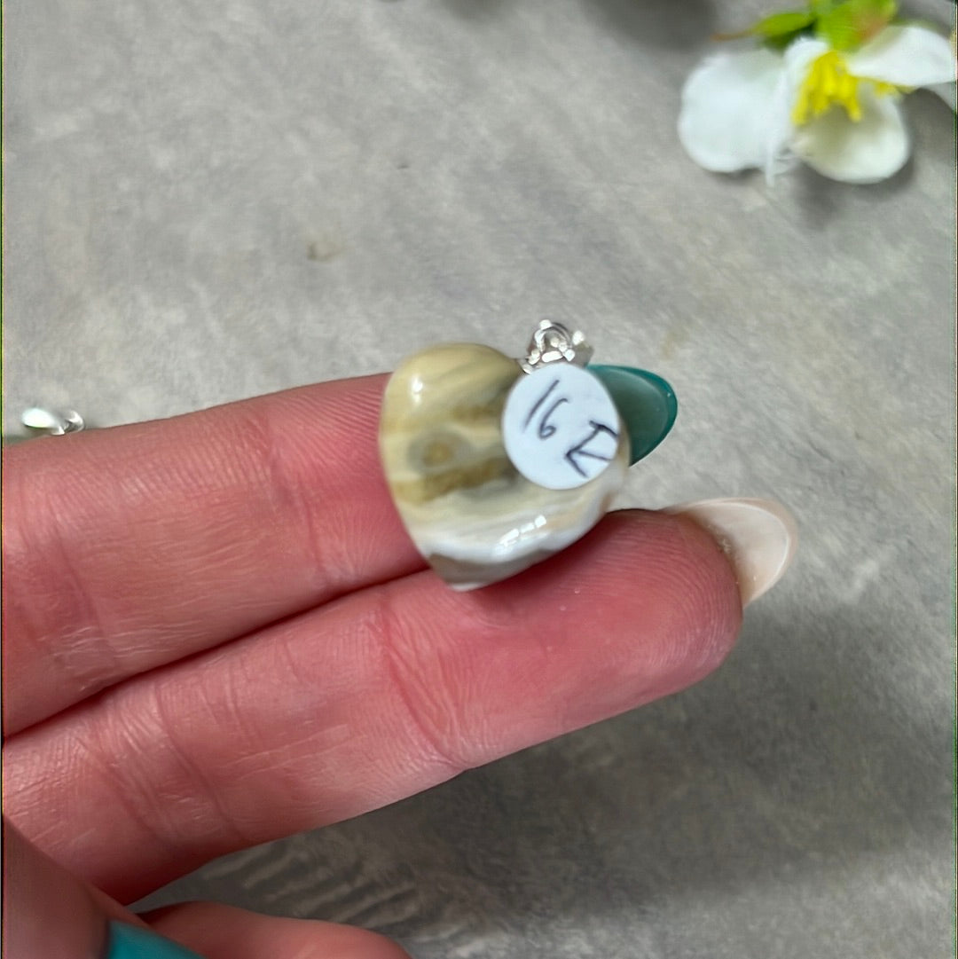 Ocean Jasper 925 Sterling Silver Heart Pendant