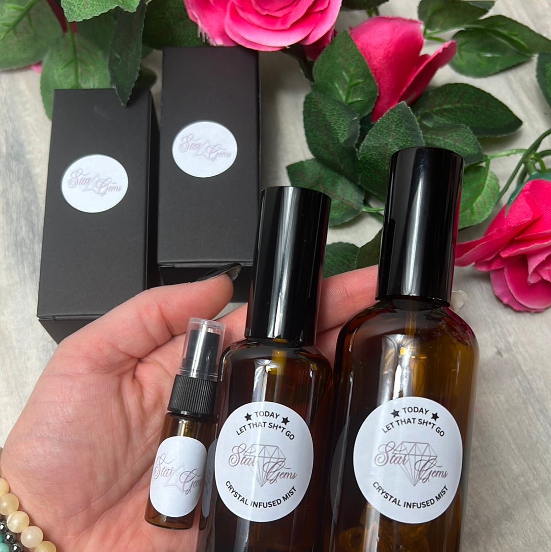StarCrystalGems - TODAY Let that Sh*t Go - Natural Crystal Infused Mist - Smokeless Sage Smudge Spray