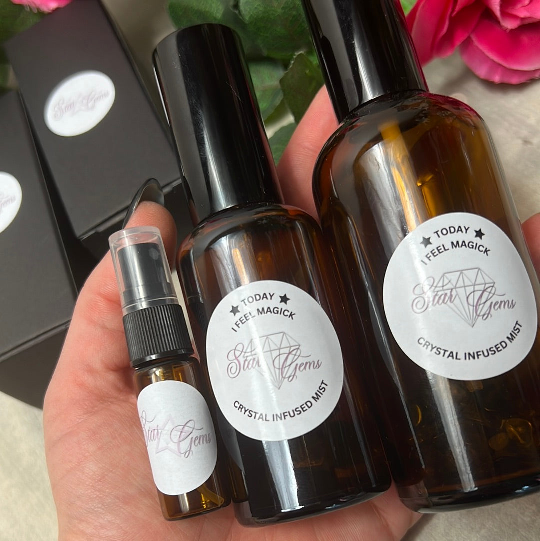 StarCrystalGems - TODAY I feel Magick - Natural Crystal Infused Mist - Smokeless Palo Santo Spray