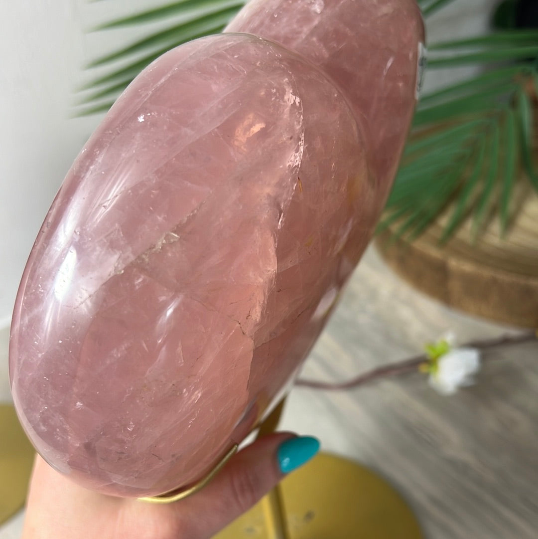XL Rose Quartz Heart on Stand