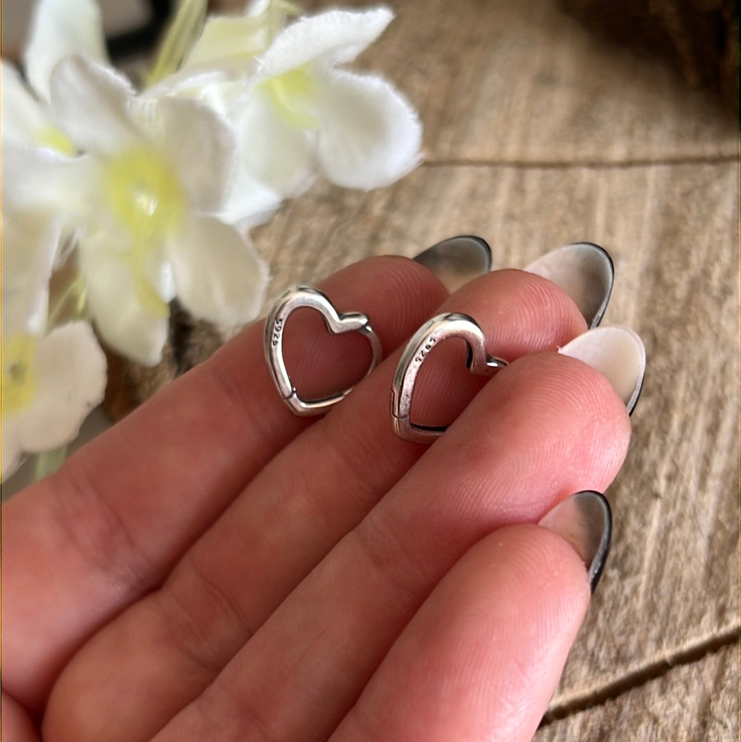Plain Heart Huggie - 925 Sterling Silver Earrings