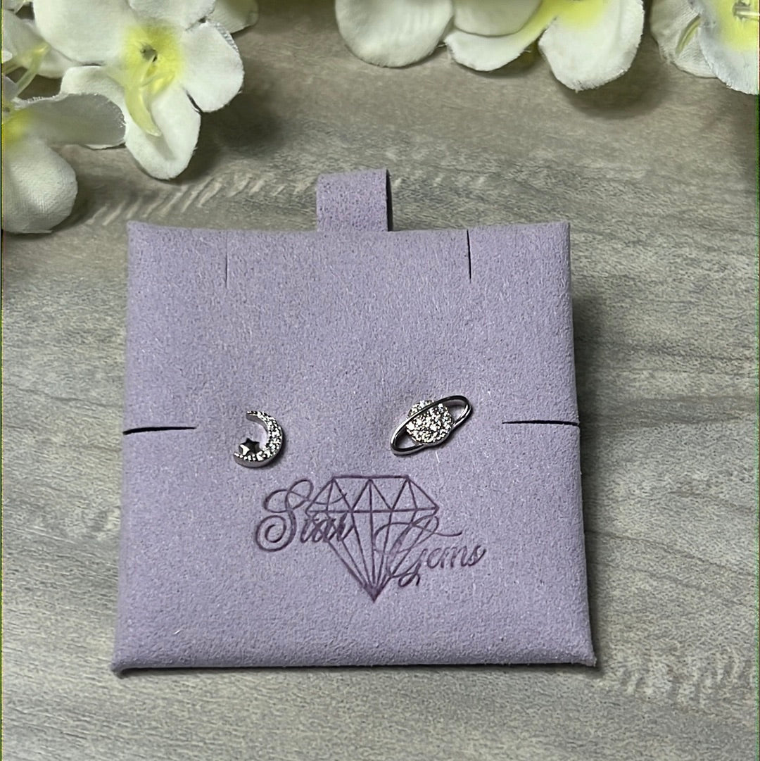 Moon & Planet - Universe Sterling Studs Earrings