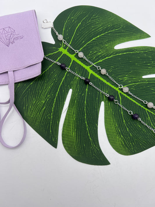 Crystal Ball Bead Anklet - 925 Sterling Silver