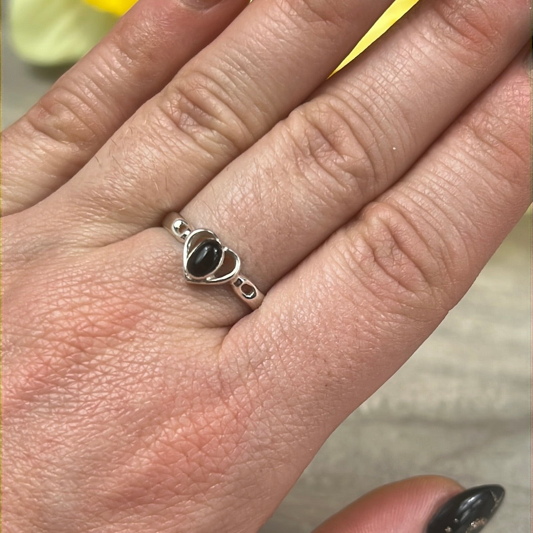 Black Onyx 925 Sterling Silver Ring -  Size P 1/2