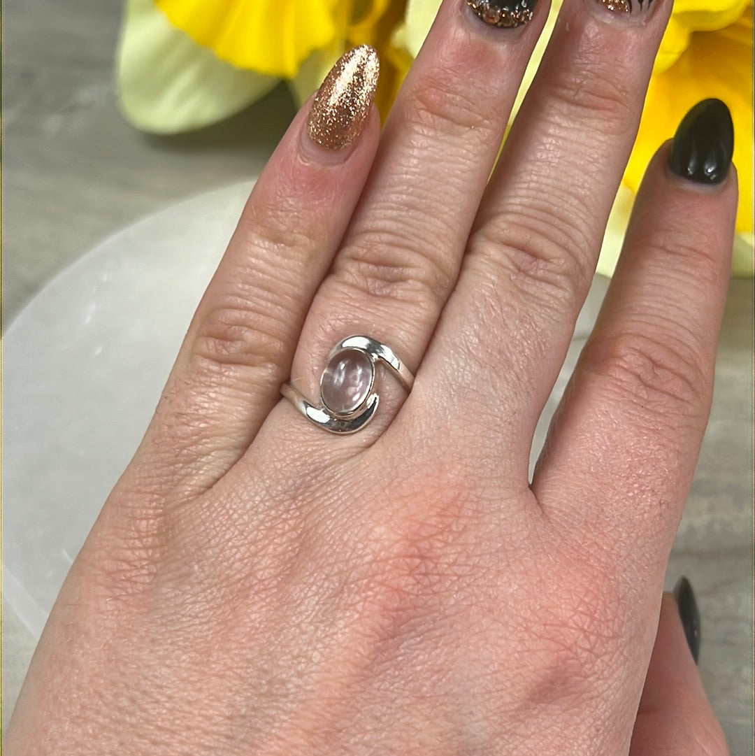 Rose Quartz 925 Sterling Silver Ring -  Size K 1/2
