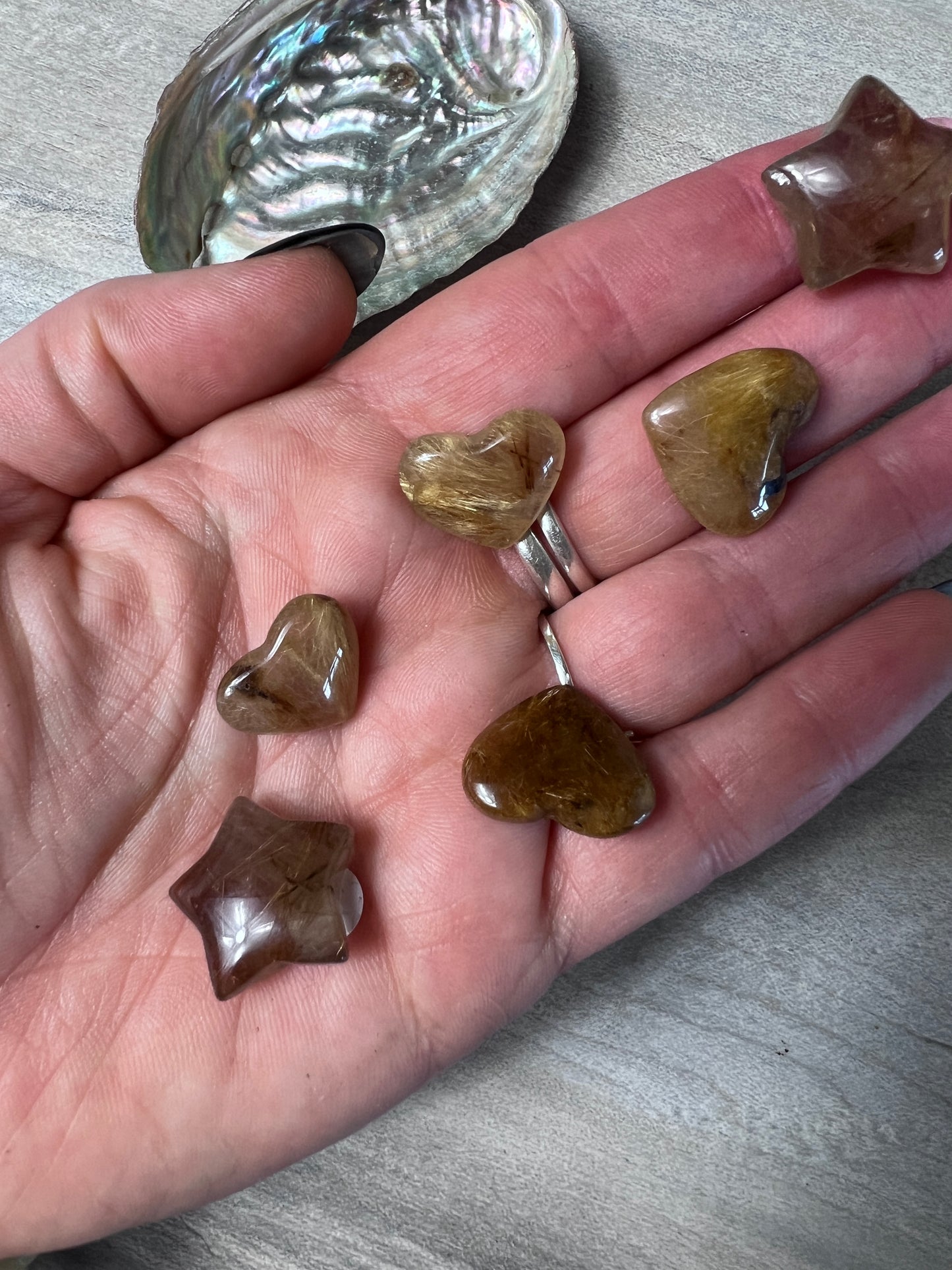 Mini Golden Rutile high grade heart and star