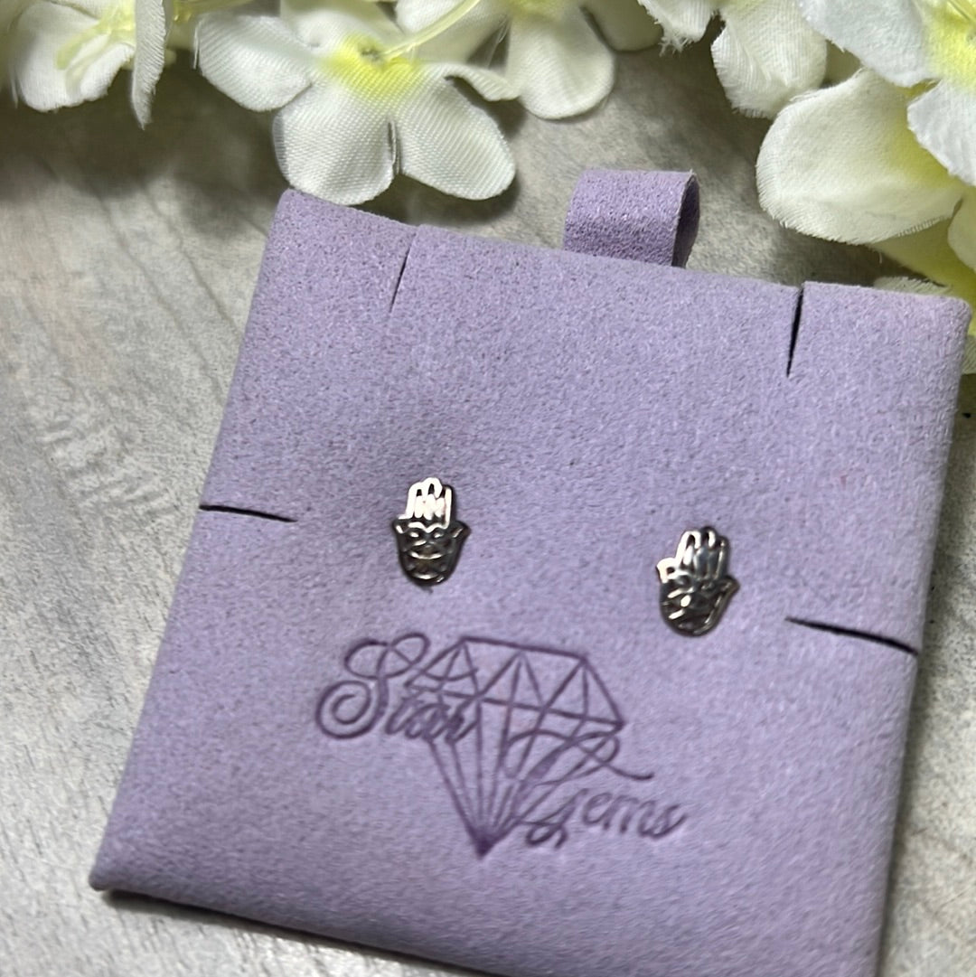 Hamsa Studs Sterling Silver Earrings