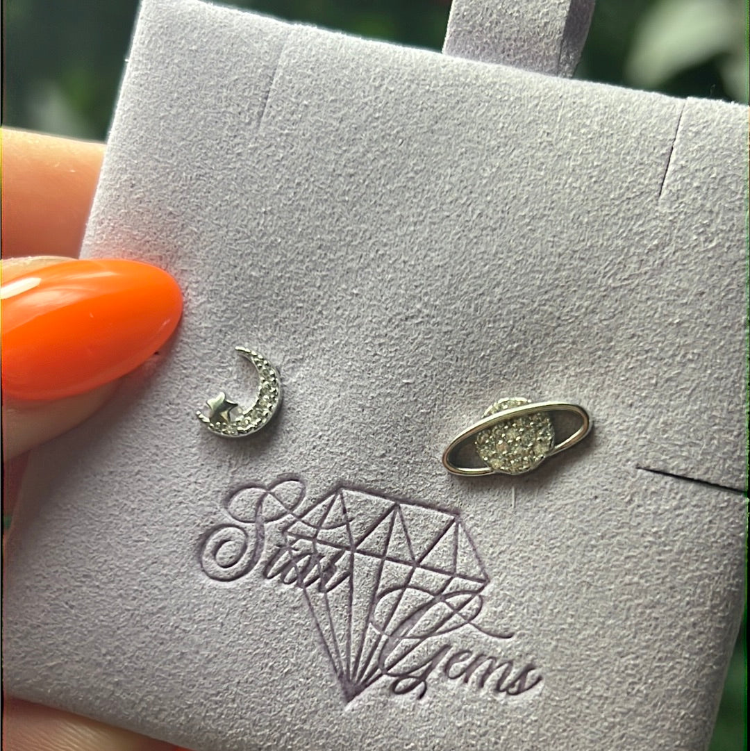 Moon & Planet - Universe Sterling Studs Earrings