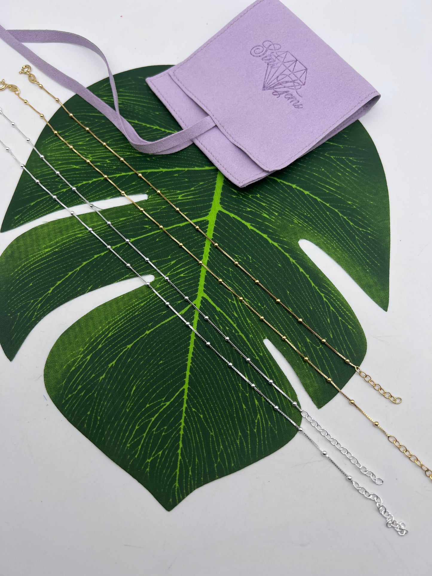 Satellite Anklet - 925 Sterling Silver & 18K Gold