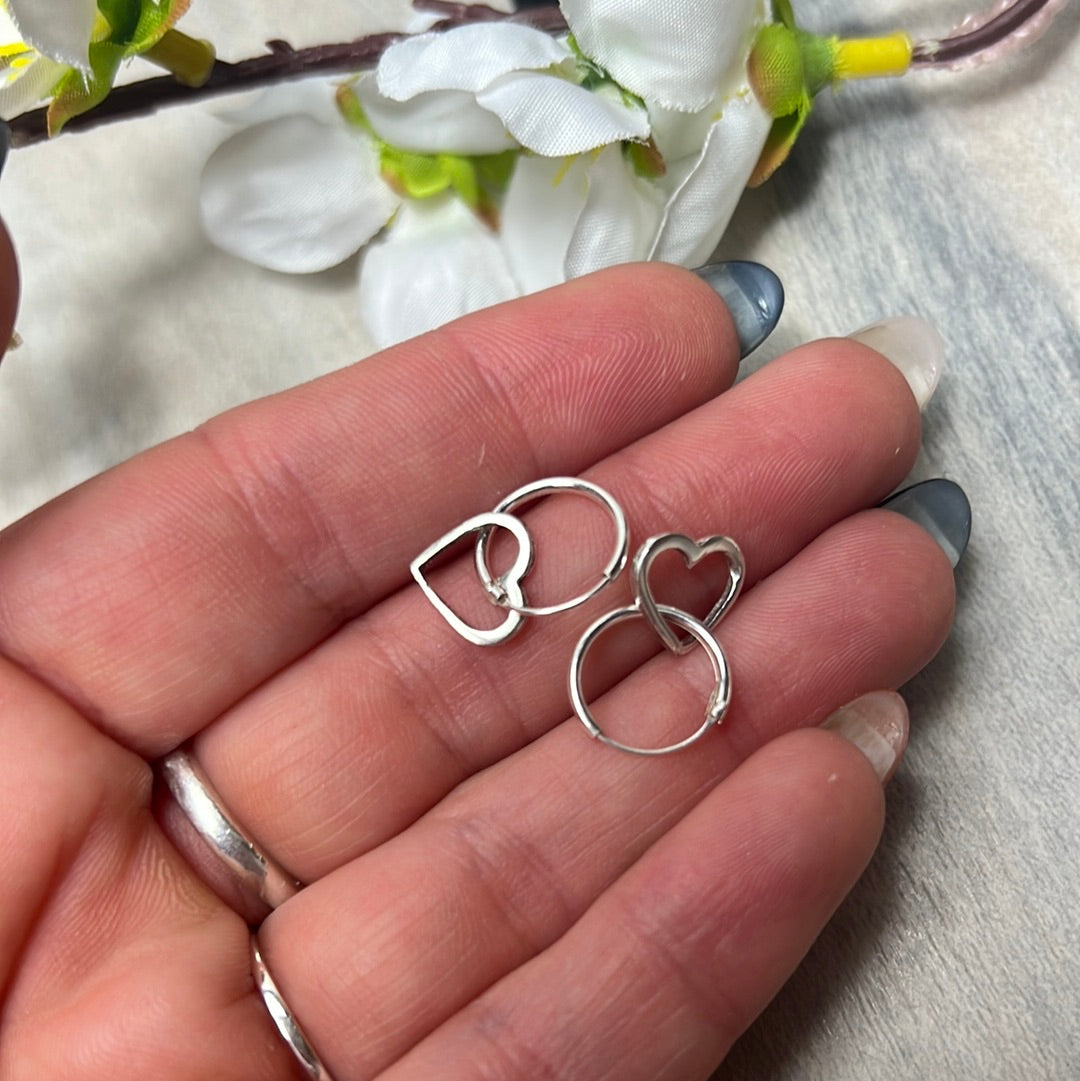 Hollow Heart Huggie Hoops - 925 Sterling Earrings