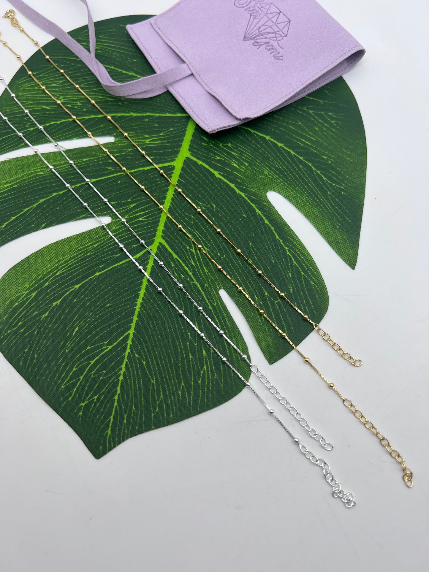 Satellite Anklet - 925 Sterling Silver & 18K Gold