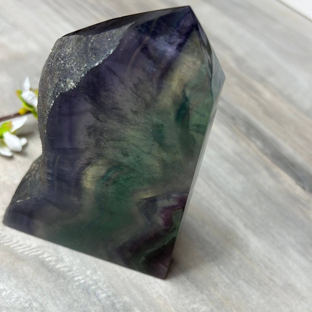 Large Druzy Fluorite Tower Point