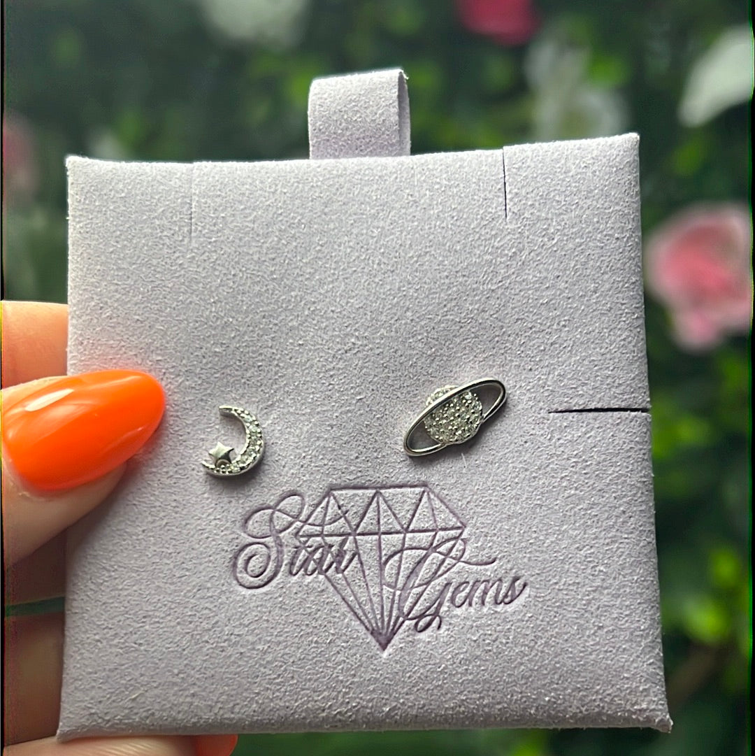 Moon & Planet - Universe Sterling Studs Earrings
