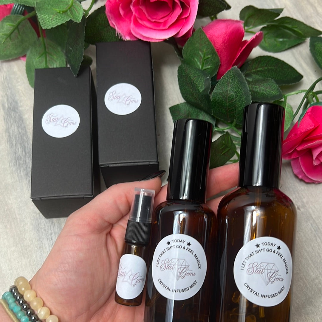 StarCrystalGems - TODAY I Let that Sh*t Go & I feel Magick - Natural Crystal Infused Mist - Smokeless Sage & Palo Smudge Spray