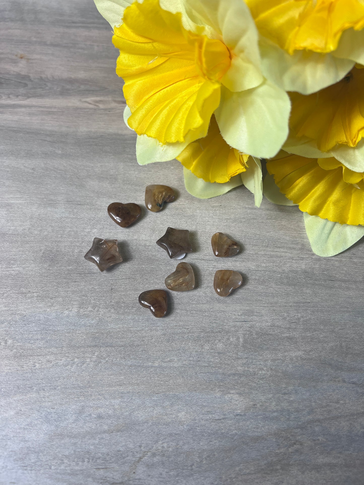 Mini Golden Rutile high grade heart and star