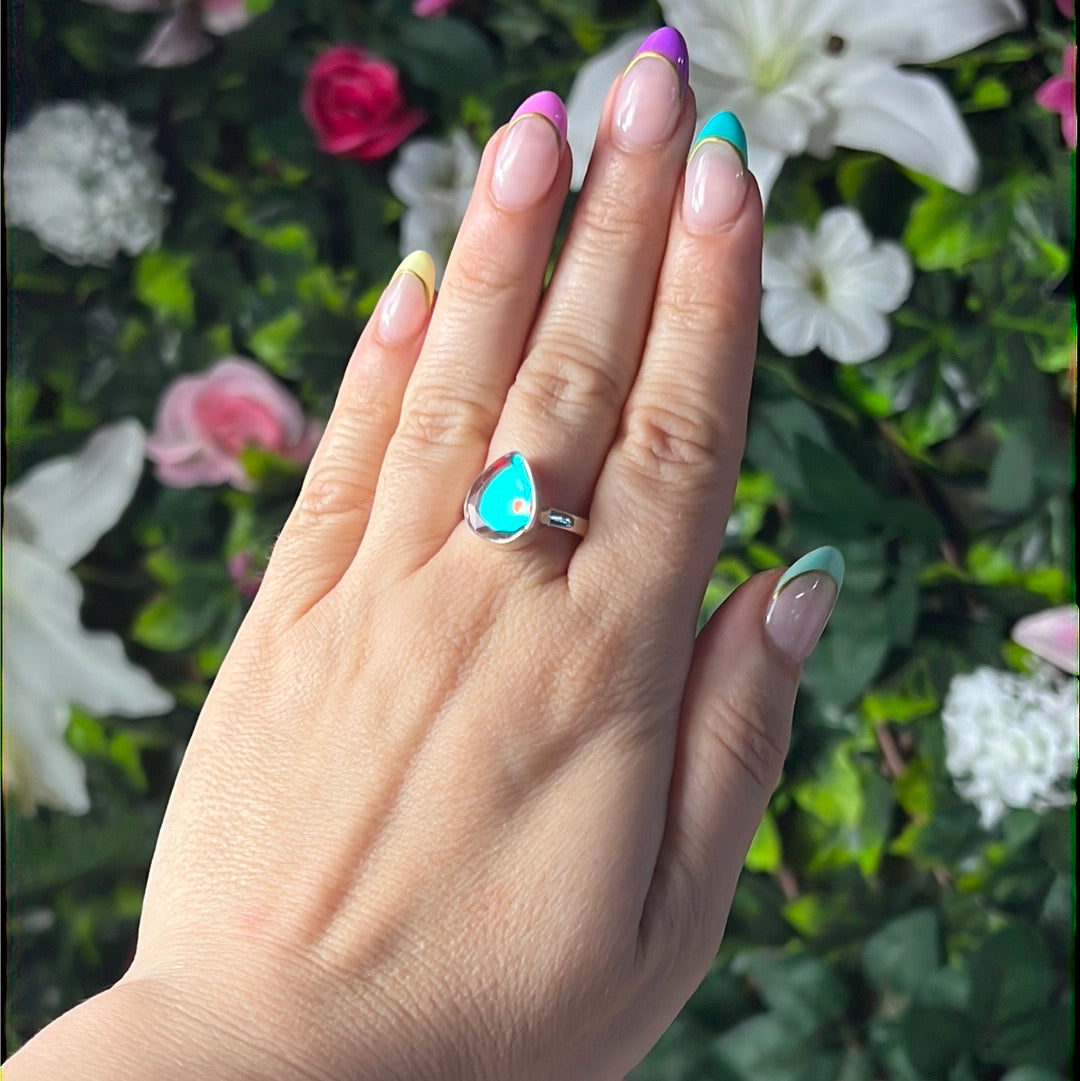 Mystic Topaz Facet 925 Silver Ring - Size P 1/2