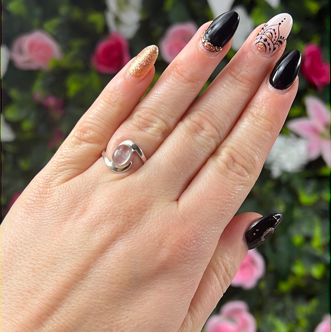 Rose Quartz 925 Sterling Silver Ring -  Size K 1/2