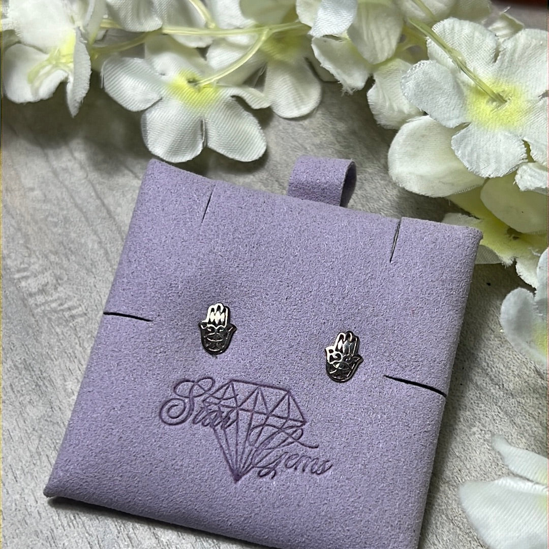 Hamsa Studs Sterling Silver Earrings