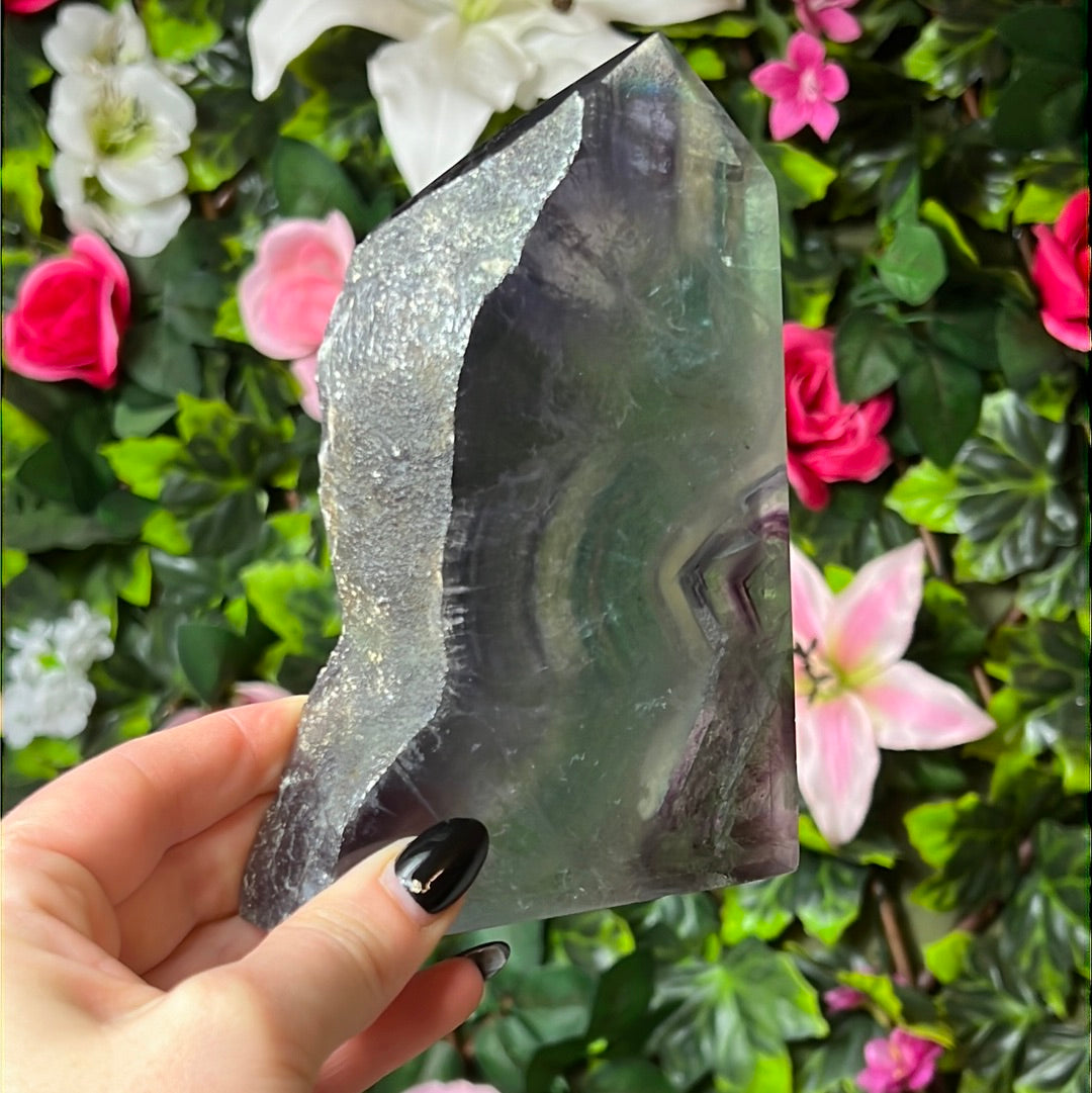 Large Druzy Fluorite Tower Point