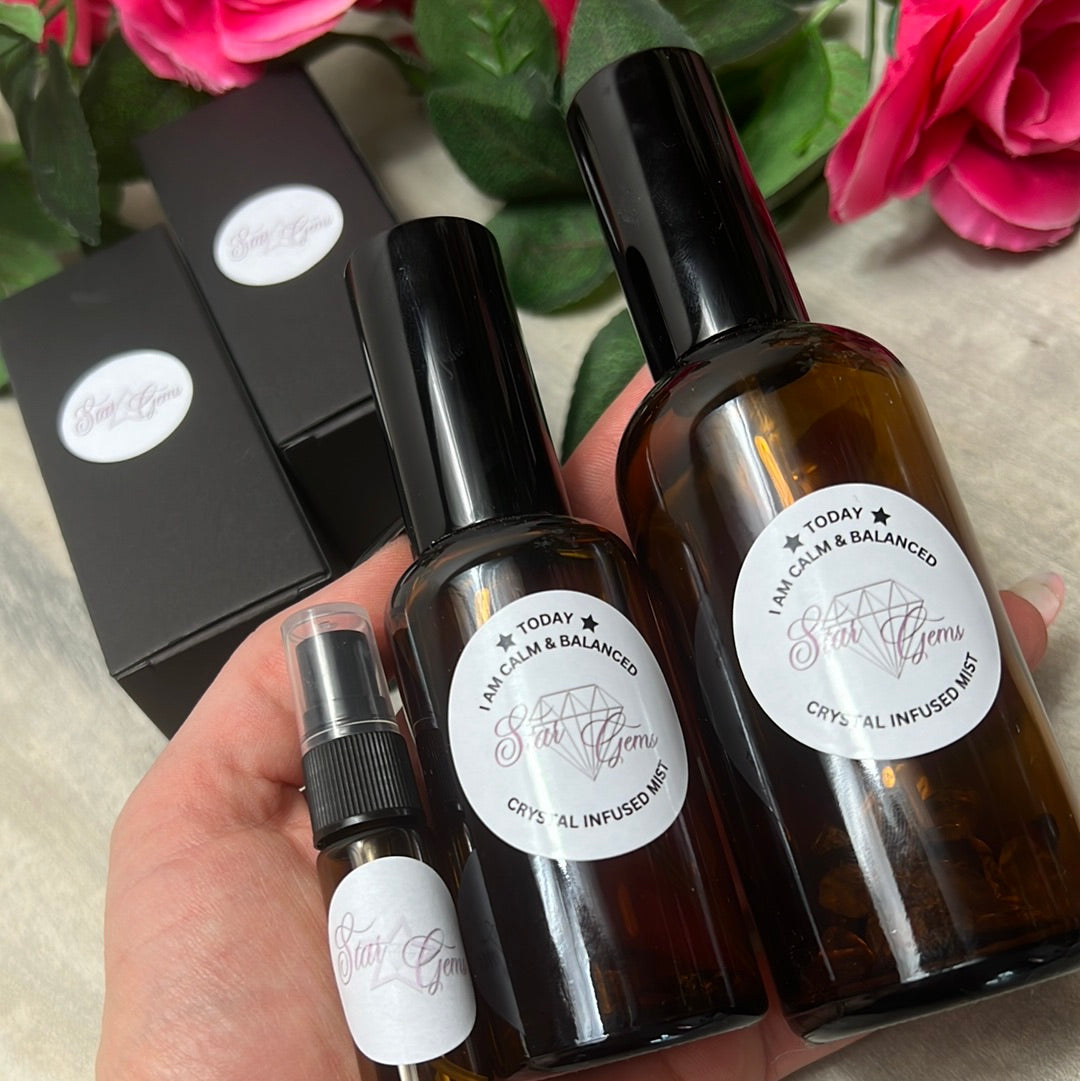 StarCrystalGems - TODAY I am Calm and Balanced - Natural Crystal Infused Mist - Chakra Spray