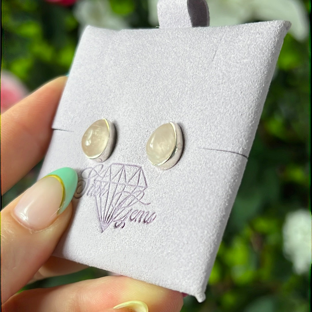 Rose Quartz 925 Sterling Studs Earrings