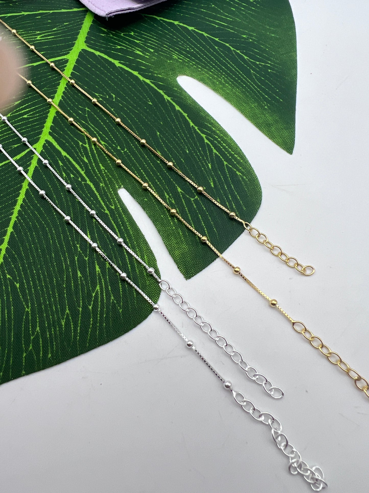 Satellite Anklet - 925 Sterling Silver & 18K Gold