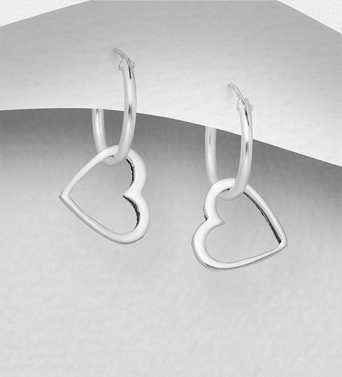 Hollow Heart Huggie Hoops - 925 Sterling Earrings
