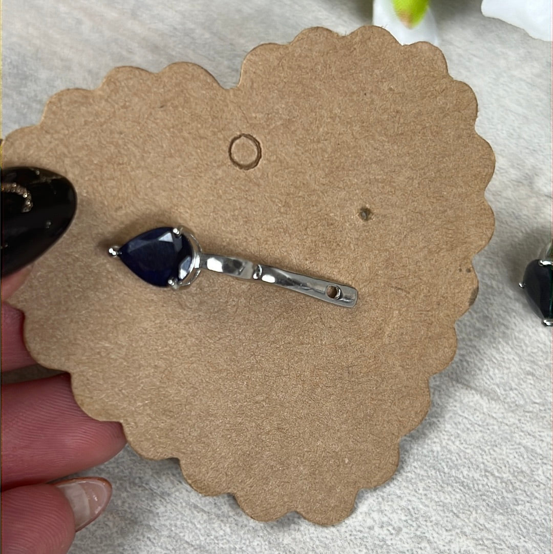 Sapphire Hinged Sterling Studs Earrings AA GRADE