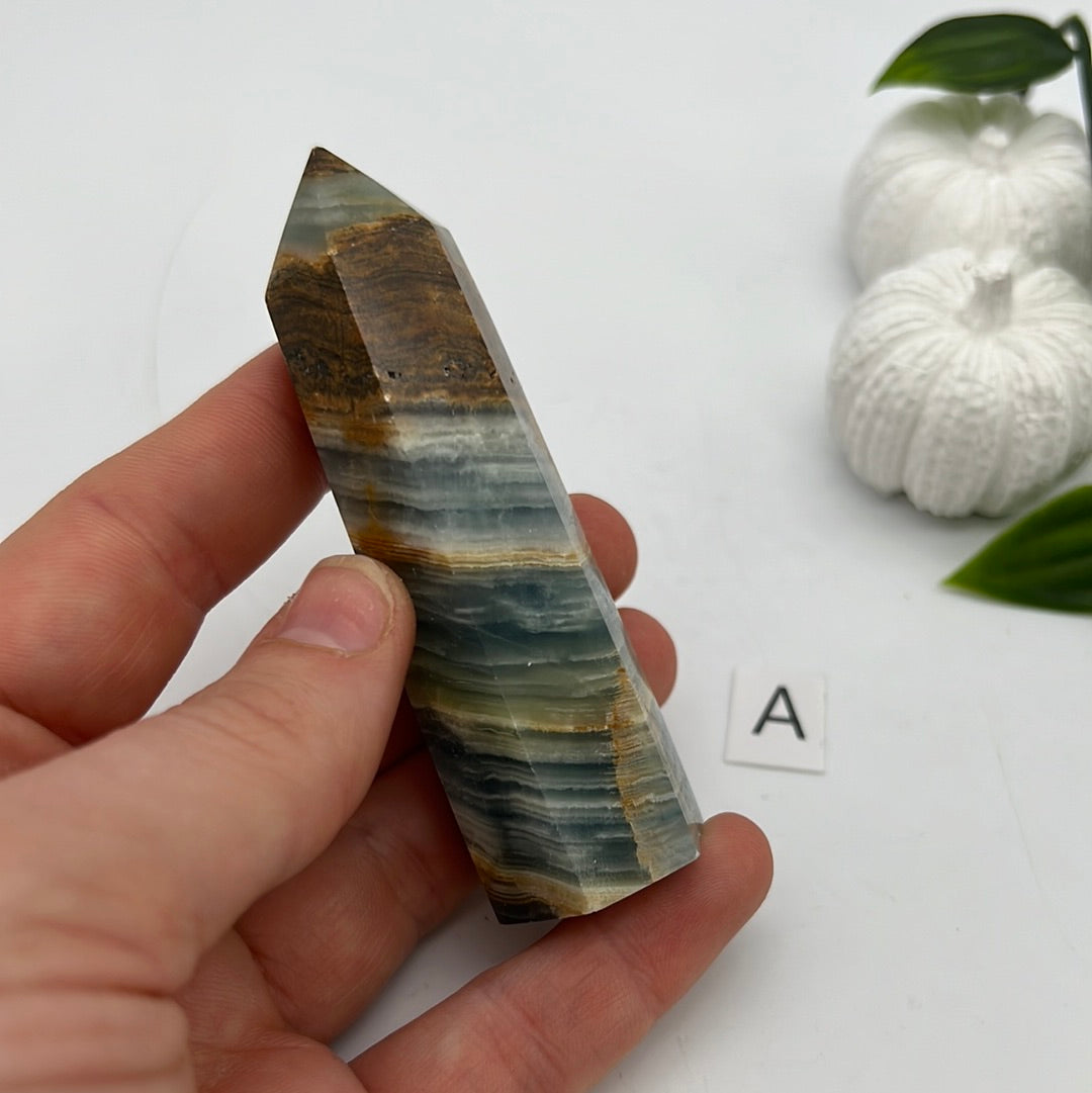 Aquatine Lemurian Calcite Tower (blue onyx)