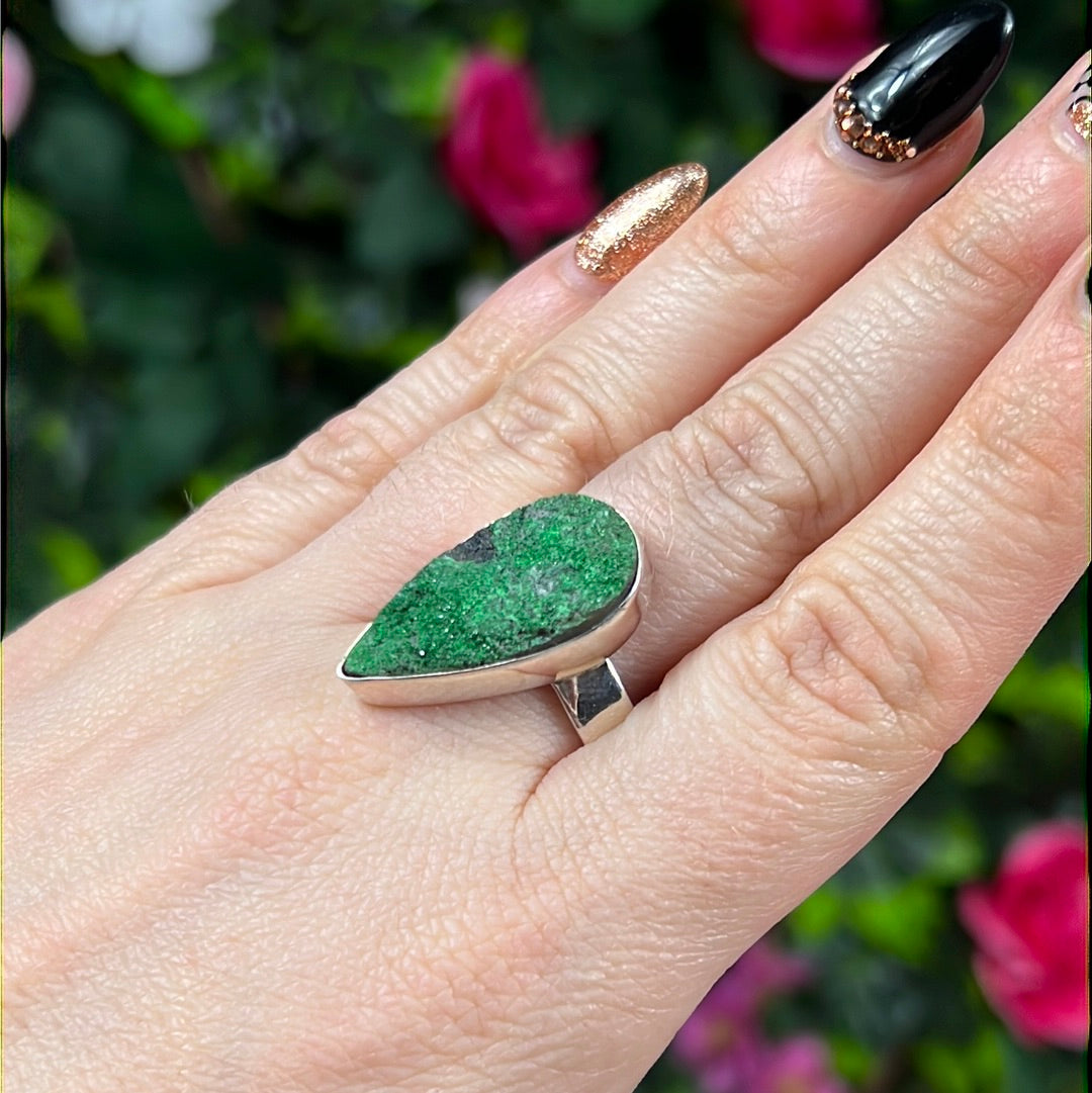 Uvarovite 925 Sterling Silver Ring -  Size T