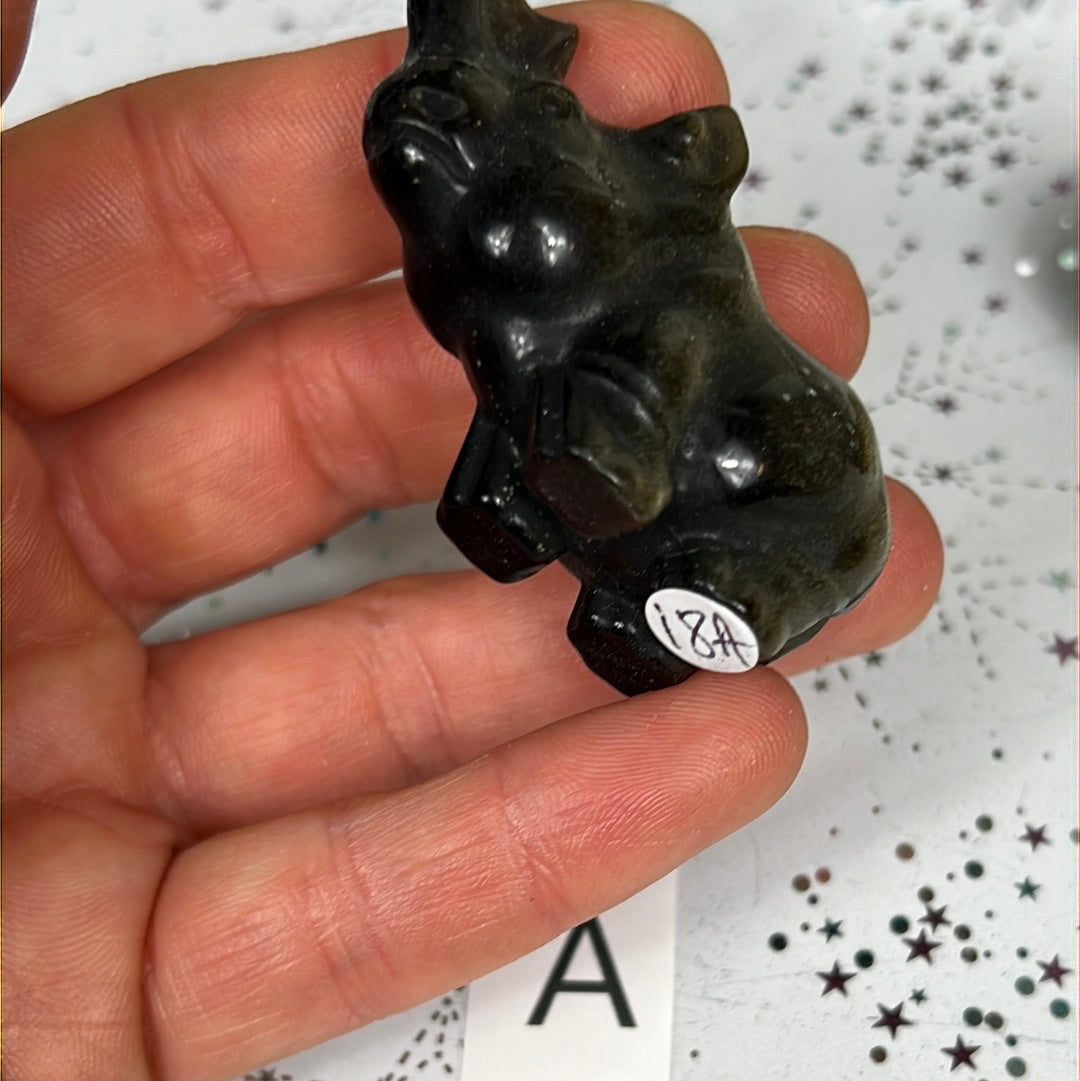 Golden Sheen Obsidian Rhino
