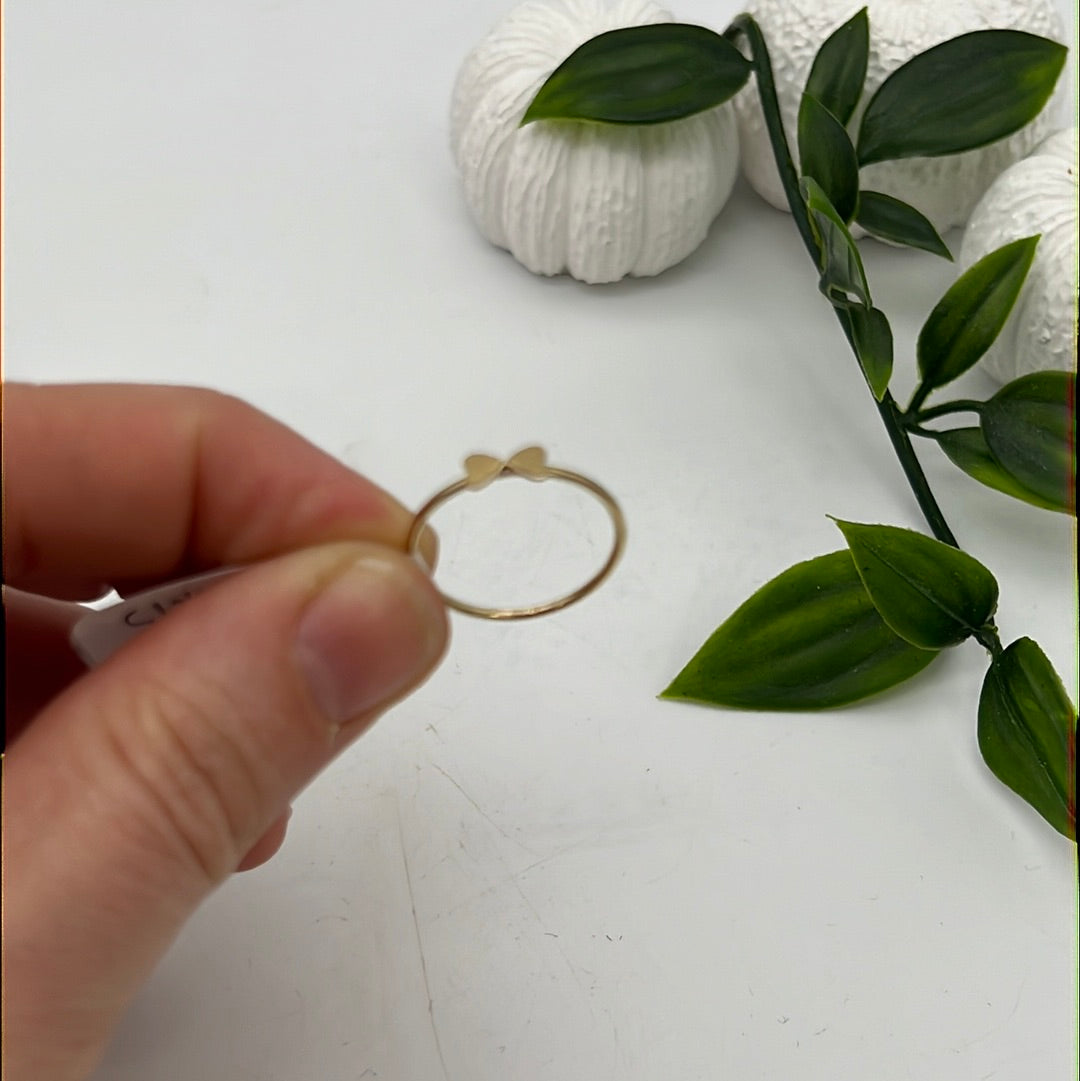 14K Gold Double Heart Ring -  Size L 1/2