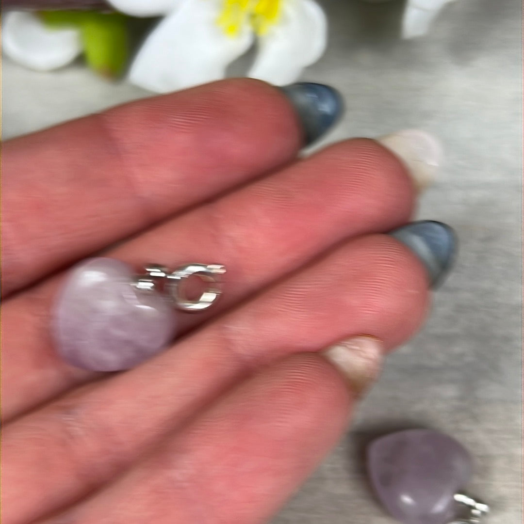 Small Kunzite Heart Clip Clasp Pendant