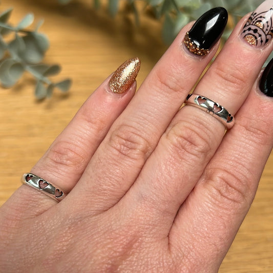 Heart Cutout - Mini Iddy Diddy - ( child / toe ) Adjustable 925 Sterling Silver Ring