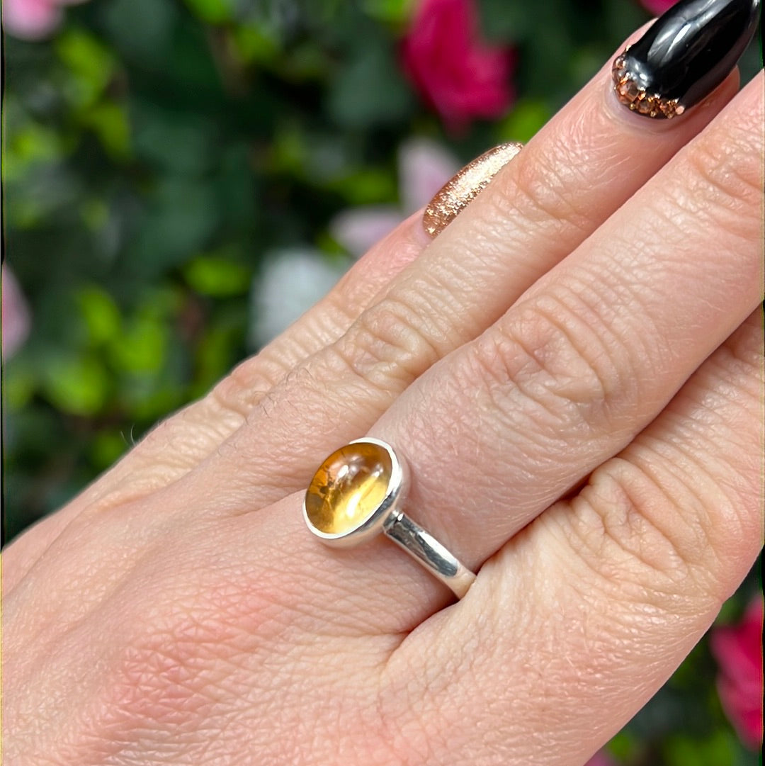 Citrine 925 Sterling Silver Ring -  Size O 1/2