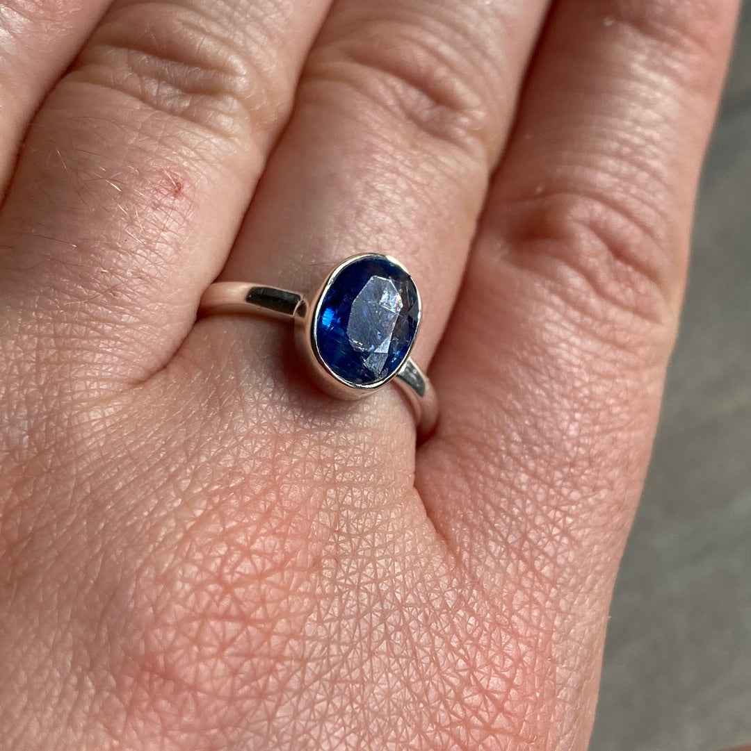 Kyanite Facet 925 Silver Ring -  Size N 1/2