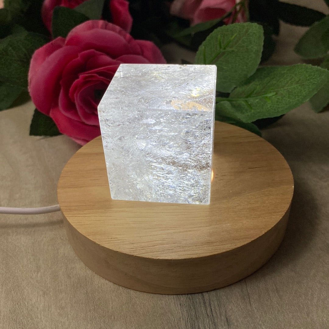 Wood White Light base lamp stand - USB 10cm