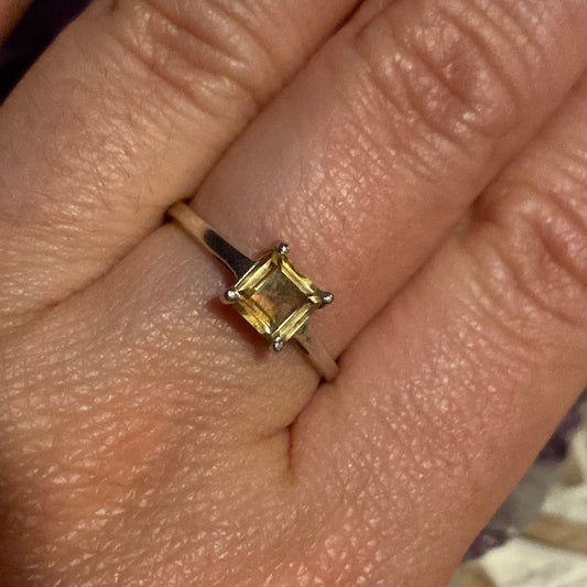 Citrine 925 Facet Sterling Silver Ring -  Size N