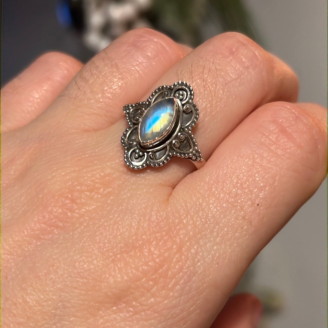 Moonstone 925 Silver Ring -  Size R 1/2